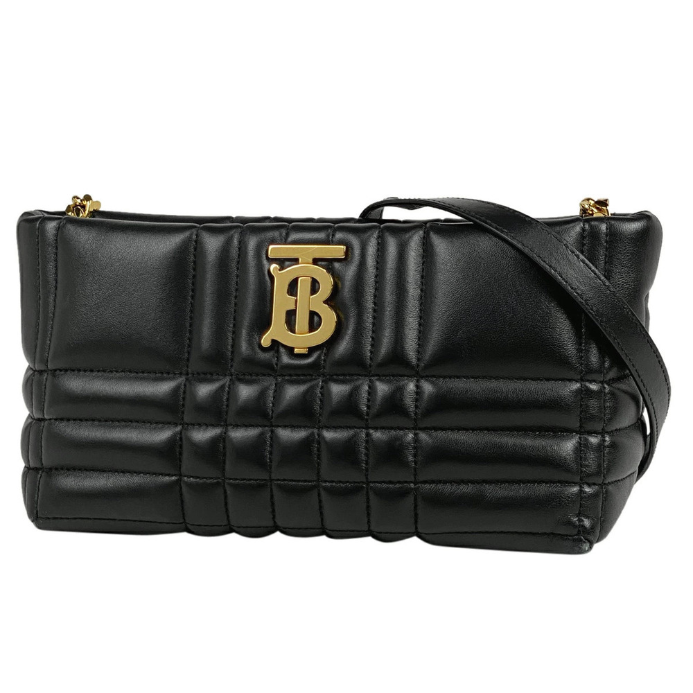Burberry Laura Chain Shoulder Bag Quilted Crossbody Leather Black
